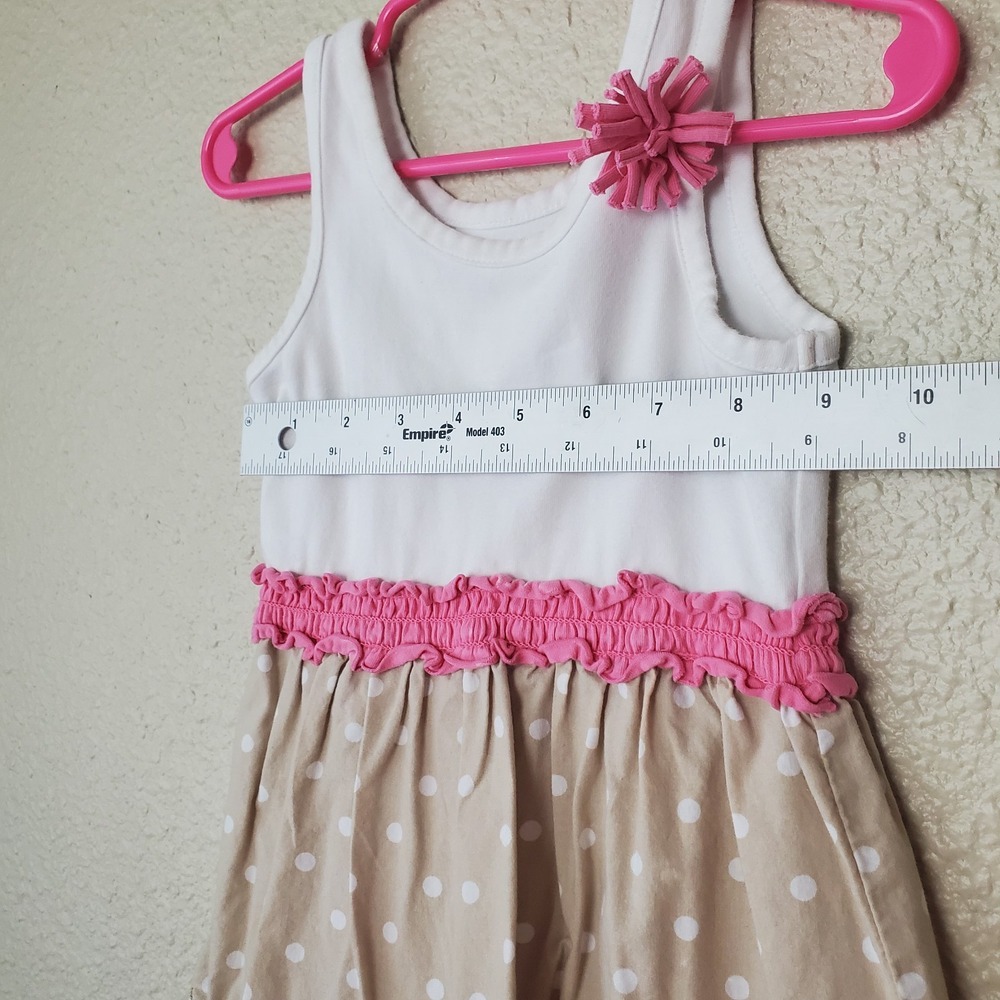 Cherokee dress girls 18 months white and beige sleeveless casual Flower - Picture 5 of 6